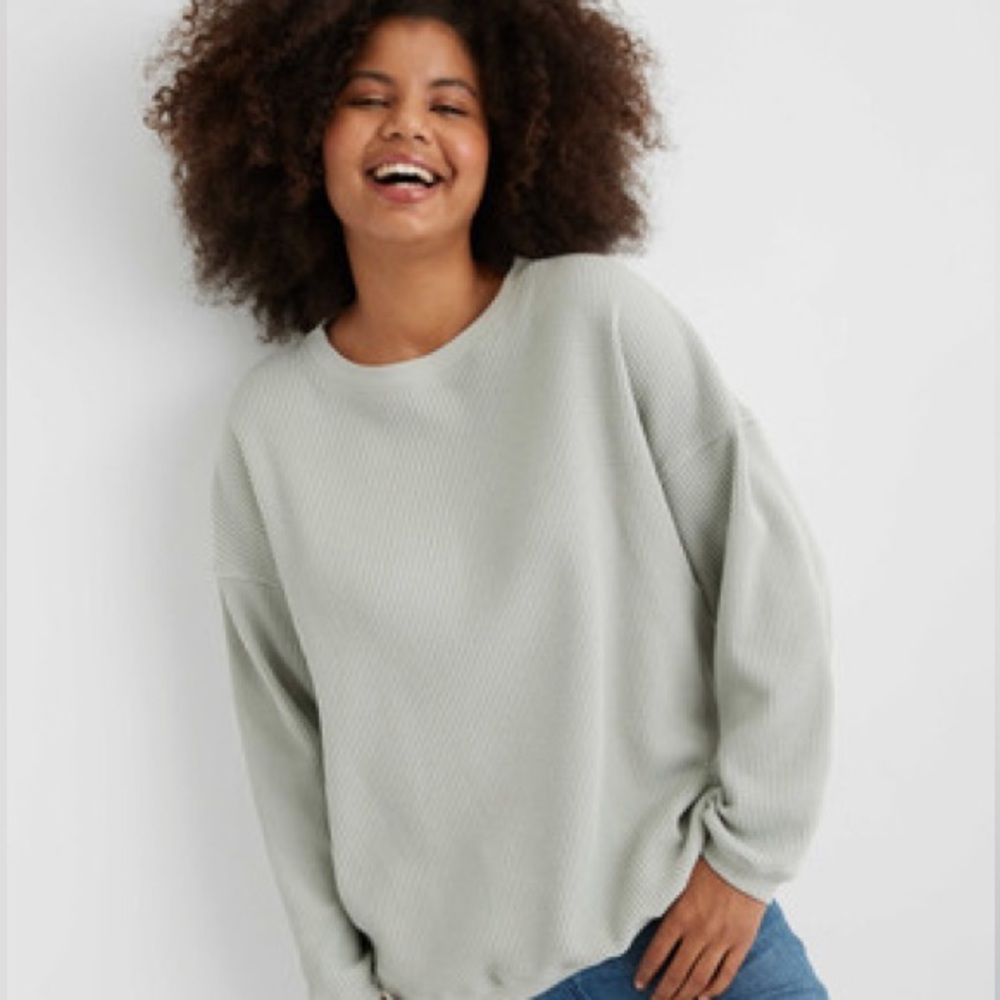 Aerie Oversized Waffle Knit Sweatshirt